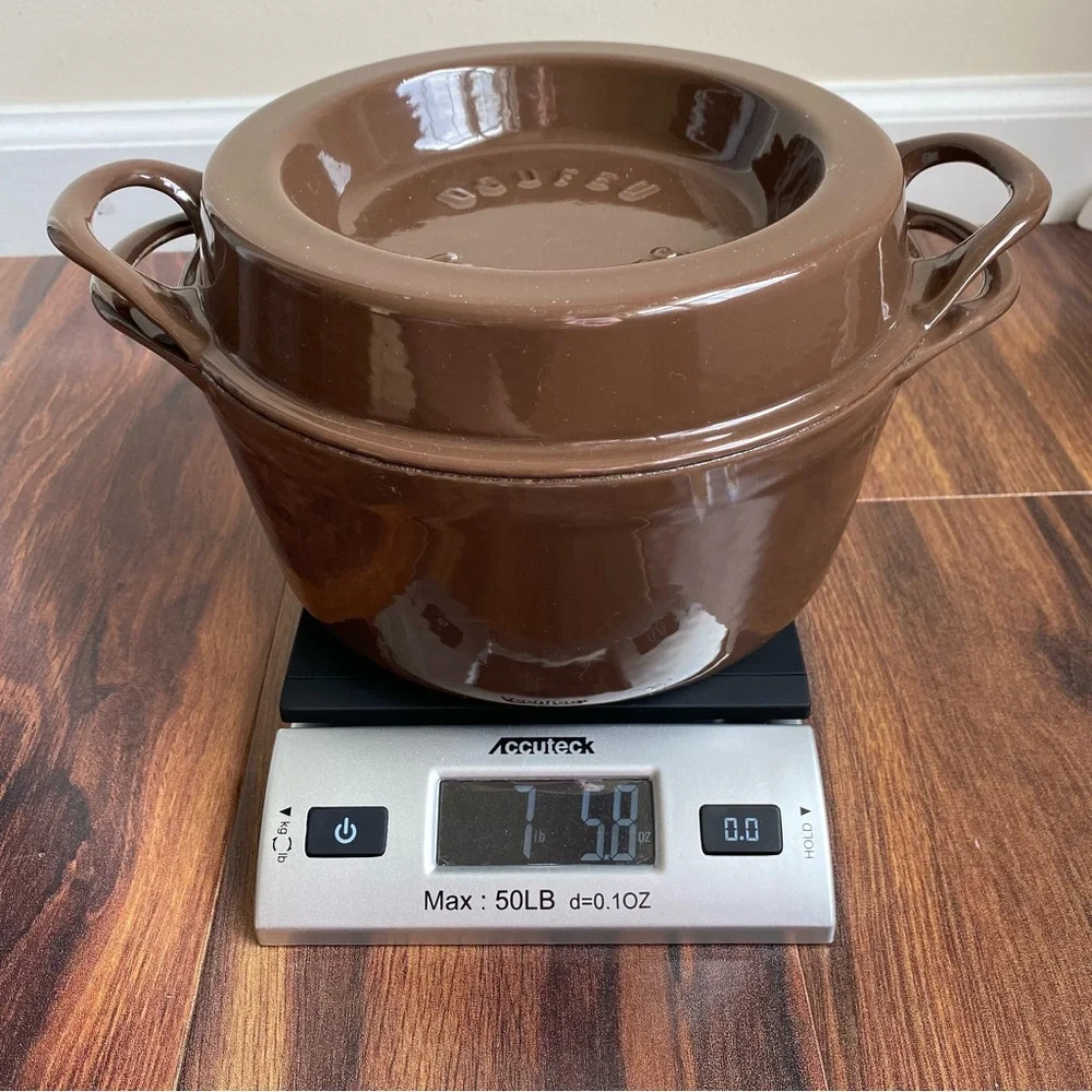 VTG Le Creuset Doufeu Cousances #20 Brown Ceramic Cast Iron Pot Dutch Oven